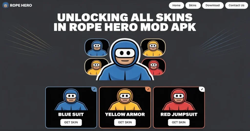 Unlocking All Skins in Rope Hero Mod APK