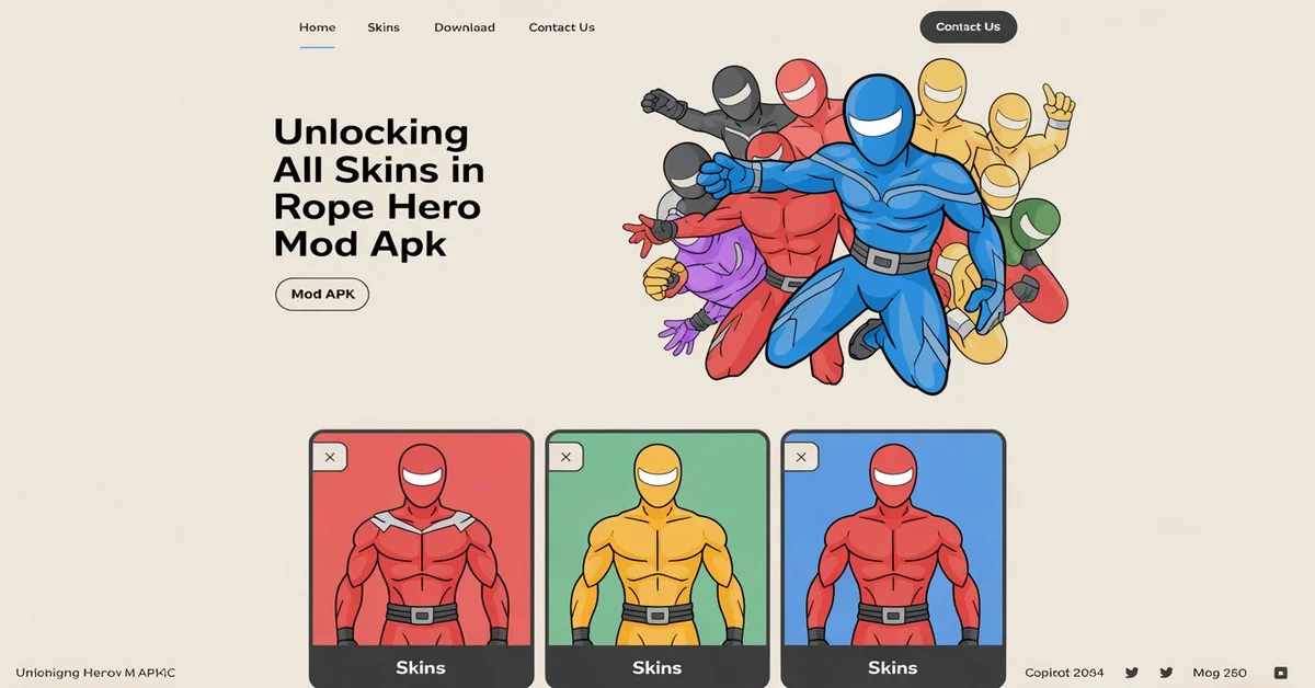Unlocking All Skins in Rope Hero Mod APK